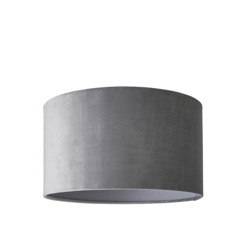 20cm H Velvet Drum Pendant Shade ( Screw On ), Grey, 20 cm H x 35 cm W x 35 cm D