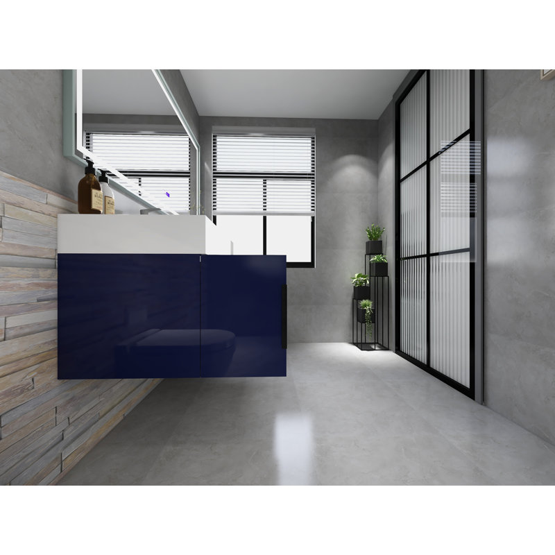 Meuble-lavabo simple mural 72 po Jessica, Bleu marine
