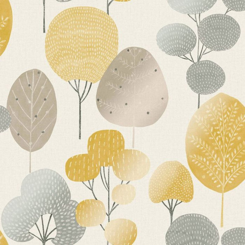 Elvana 10m x 52cm Textured Wallpaper Roll, Mustard