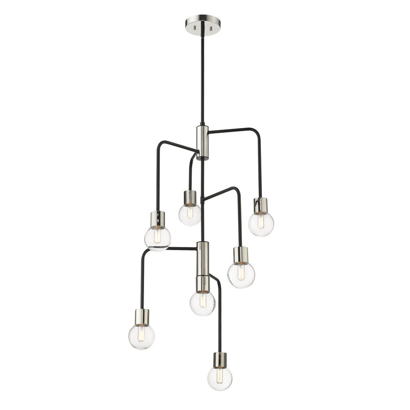Lustre à niveaux 7 lumières unique Dasher, Nickel poli