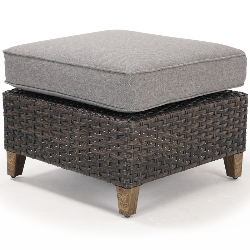 Outdoor Ottoman With Cushion, Gray