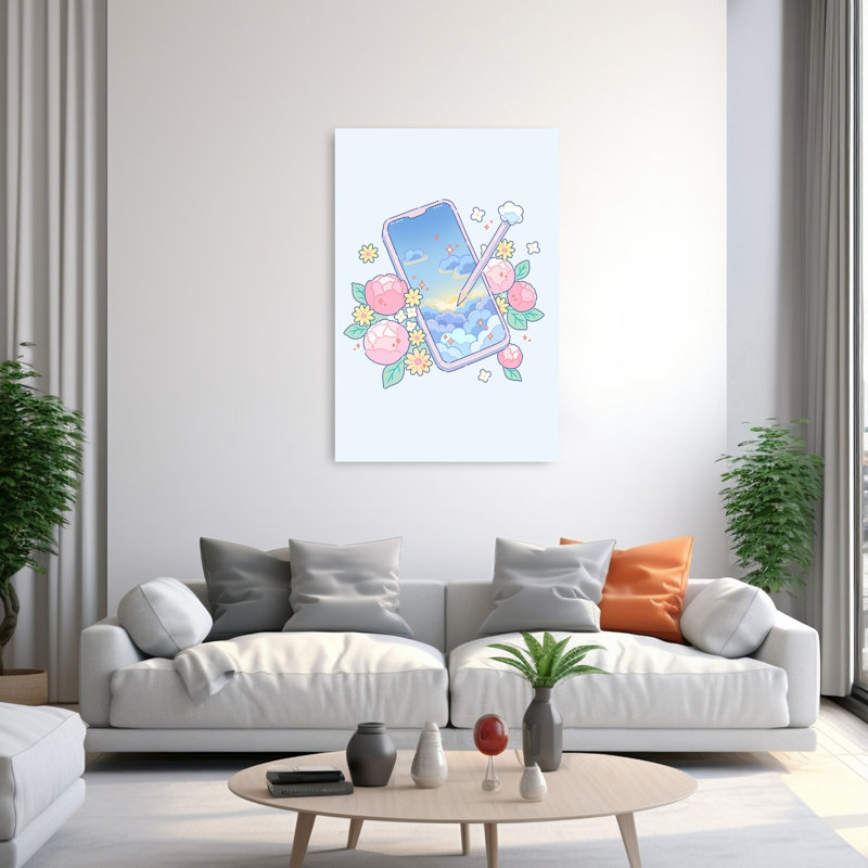 Reproduction d'art mural rêveur serein fantaisiste pivoine printemps été, 60" H x 40" W