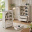 Armoire de rangement vitrée à porte en verre 52,17 "avec 2 tiroirs et tablette réglable, espace de rangement spacieux-1526556591