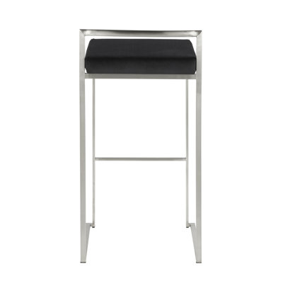 Fuji 30" Contemporary Stackable Barstool With Black Faux Leather By Lumisource - Set Of 3
