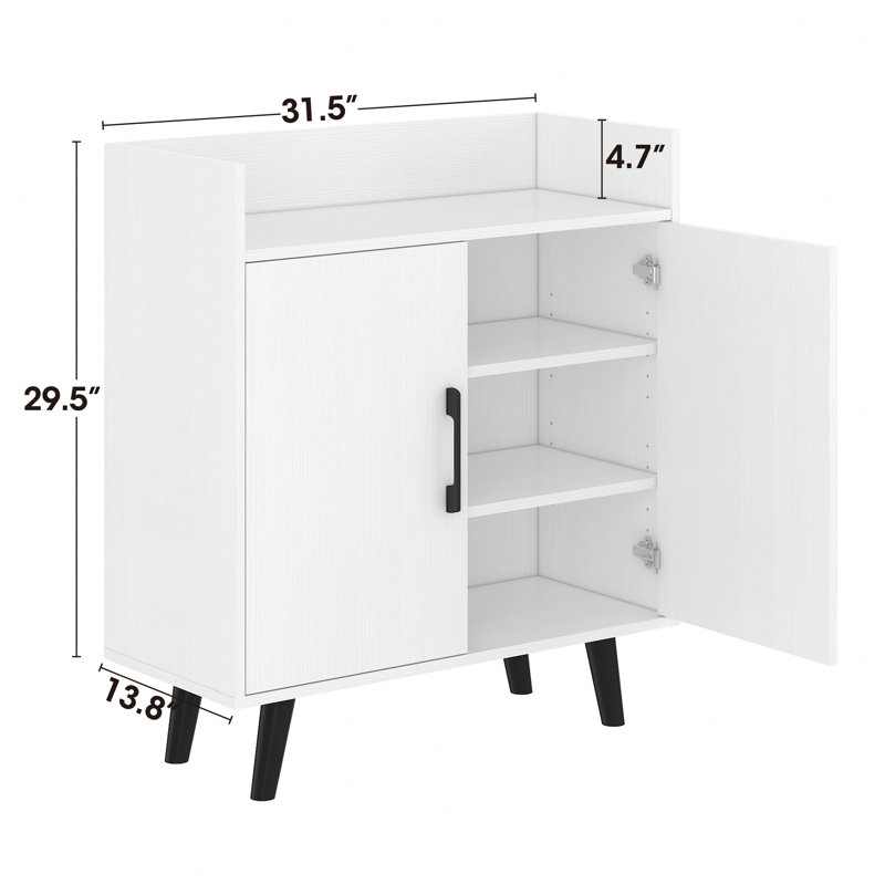 Shoe Cabinet, 3-Tier Freestanding Shoe Rack With Doors And Legs FSSR023, Ivory White