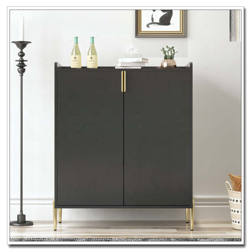 Wooden 2 Door Cabinet, Black
