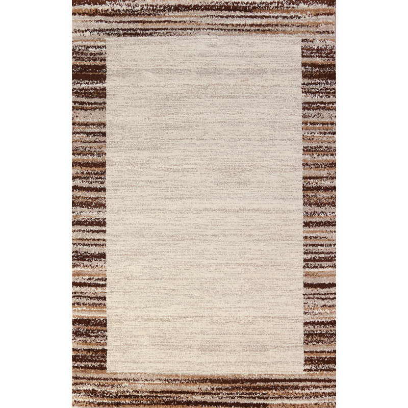 Striped Ivory Transitional Oriental Rug 4x6