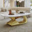 Table basse en pierre frittée avec base en acier inoxydable-1406750156