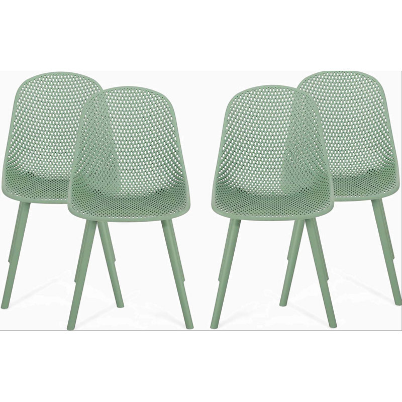 Ensemble exceptionnel de quatre chaises de salle à manger d'extérieur Posey au design résistant aux intempéries et élégant pour toutes les saisons