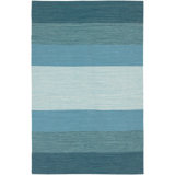 India Hand Loomed Cotton Striped Area Rug in Blue