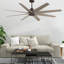 Ariella - Eight Blade Ceiling Fan - Brushed Brass Finish - Matte Black Blades-1855432148-1855432145