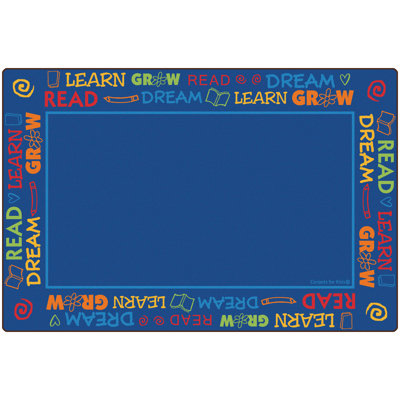 Read to Dream Border Classroom Premium Tufted Blue Area Rug