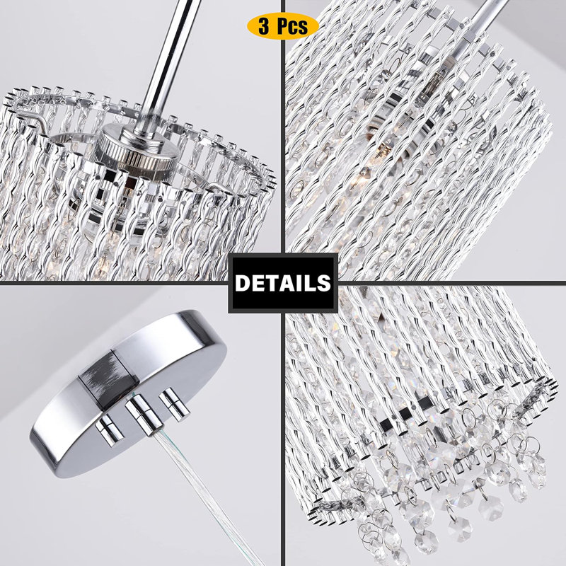 Lievin 3 - Light Silver LED Kitchen Island Pendant