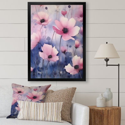 Pink Blue Wilflowers - Floral Canvas Print
