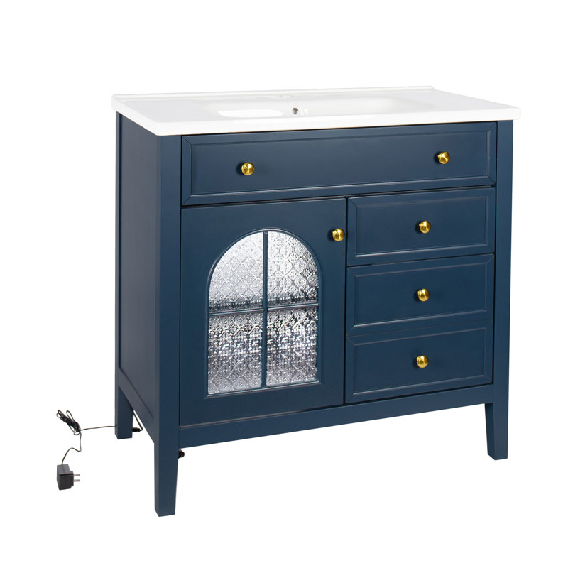 Armoire de salle de bain 35,6 ", seulement armoire, bleu, Bleu