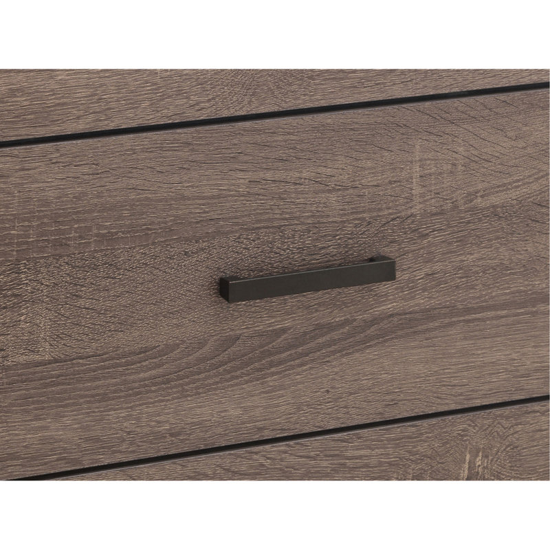 Ensemble de chambre avec tête de lit à lattes en chêne 5 pièces Oak, Ensemble de 5 pièces : lit, table de chevet, comm