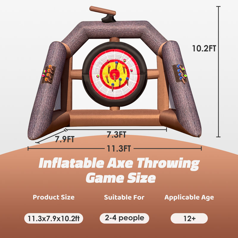 Jeu de lancer de hache gonflable avec ventilateur - jeu de fléchettes simple, Simple cible