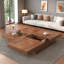 Table basse carrée en placage de marbre avec plateau coulissant et rangement-739487112