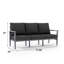 Canapé d'extérieur en aluminium de 78 po de largeur avec accoudoirs et coussins profonds en PEHD aspect bois-2003932635