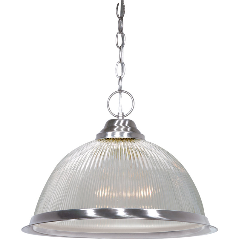 Luminaire suspendu en forme de dôme à 1 lumière Dedham, Nickel brossé