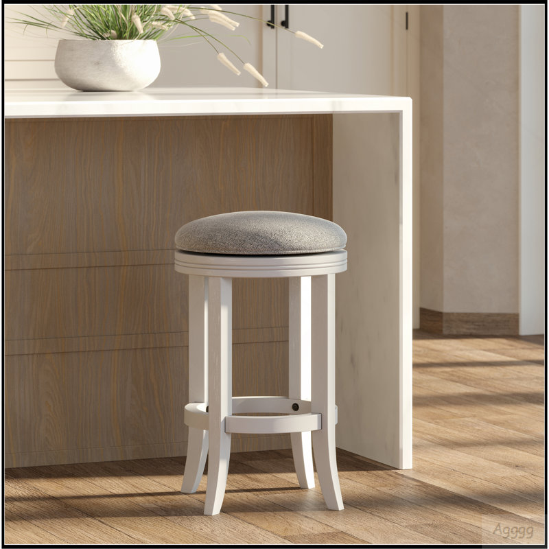 26 po Tabouret de bar pivotant en bois sans dossier à hauteur de comptoir avec siège rembourré, chèvrefeuille, 1 pièce