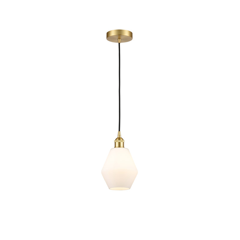 Luminaire suspendu à 1 lumière Gabbie, Blanc mat, Or satiné