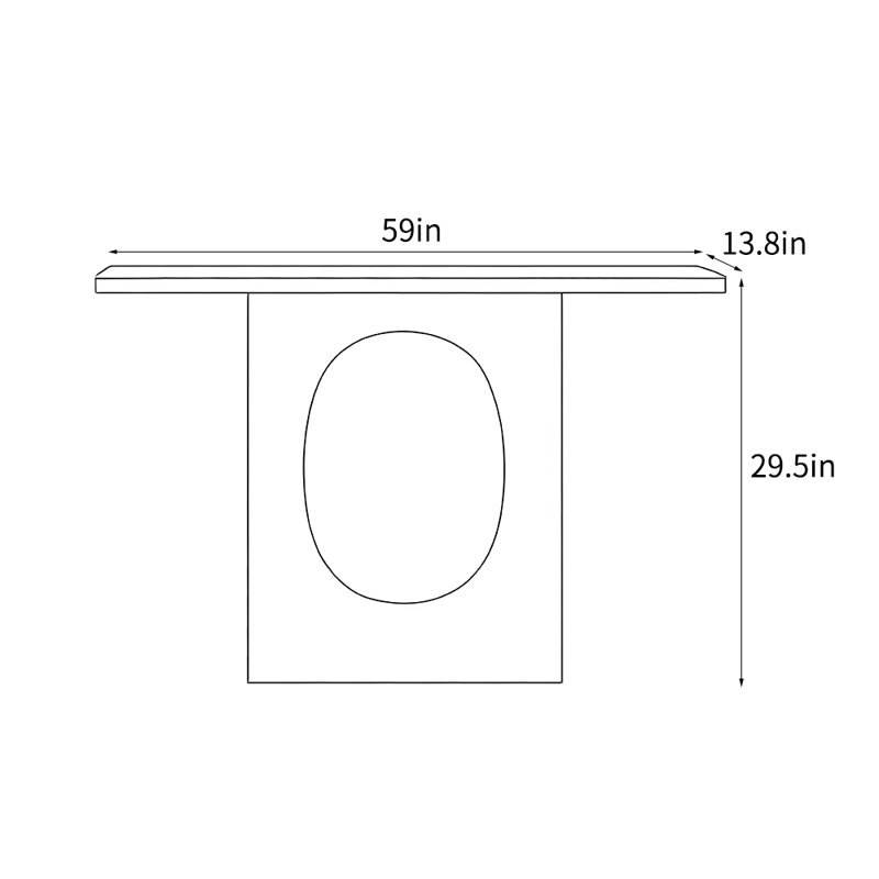 Console simple de style européen, H 29,5 po x l 59 po x P 13,8 po, Brun