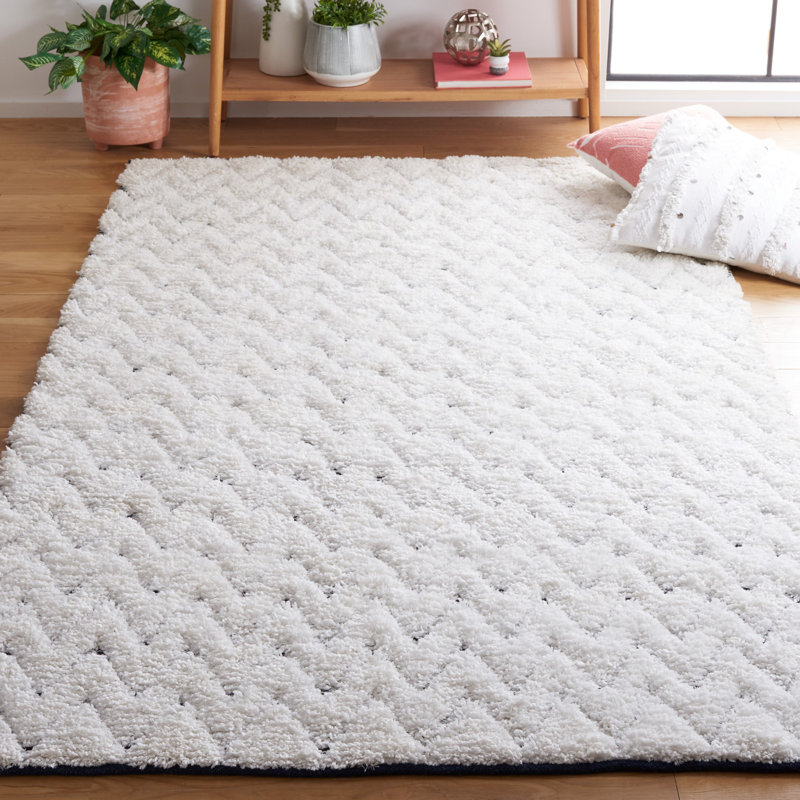 Tapis ivoire / bleu marine Deuk 326, Rectangle 4 pi x 6 pi