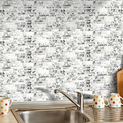 20Pcs Self-Adhesive Wall Tile Stickers with Marble Effect