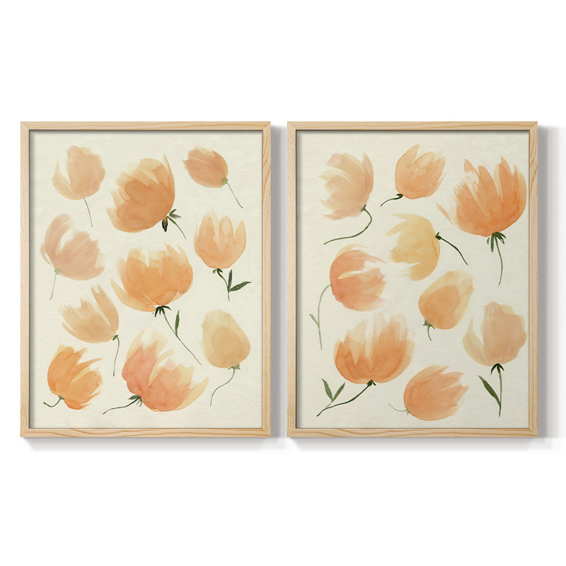 Impression encadrée FallenFlowersI-Premium - prête à être accrochée - aucun clou requis - aucun clou requis, Bois naturel