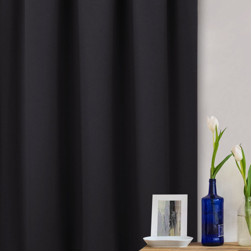 Blackout Curtain Panel Pair, Black, 26"*24"