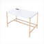 Bureaux, blanc moderne & amp; Bureau d'écriture doré avec port USB | Métal doré, bois synthétique blanc