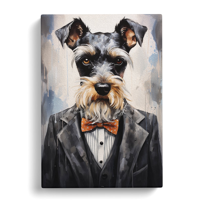 Schnauzer in a Suit Painting No.4 - Wrapped Canvas, 50cm H x 35cm W x 3cm D