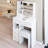 50.4" High White Desktop Vanity Table With Multi - Layer Storage, Left Drawer, Right Sliding Mirror, And Cushioned Stool, For Small Bedrooms American Style 29.2" Dressing Capacity Ideal Little In