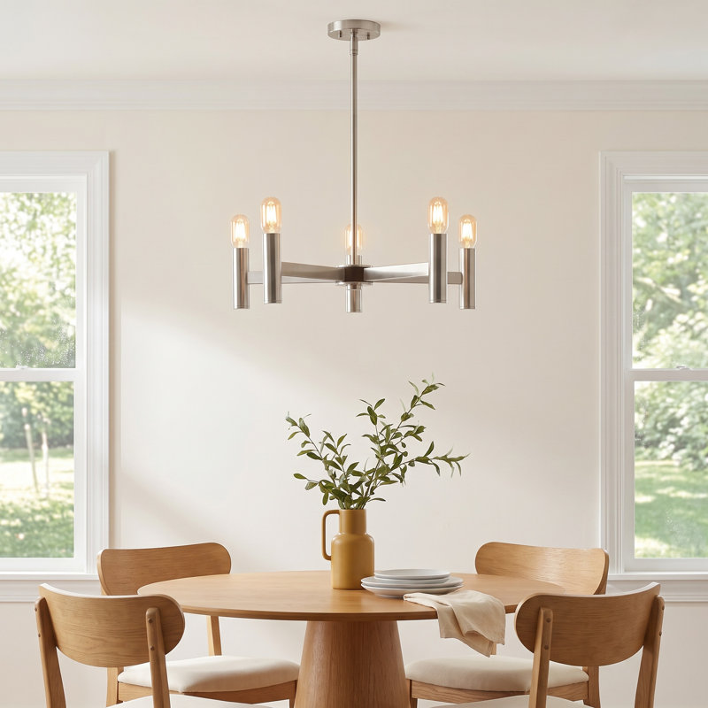 Martella 5-Light Chandelier, Brushed Nickel, 6" H x 25" W x 25" D