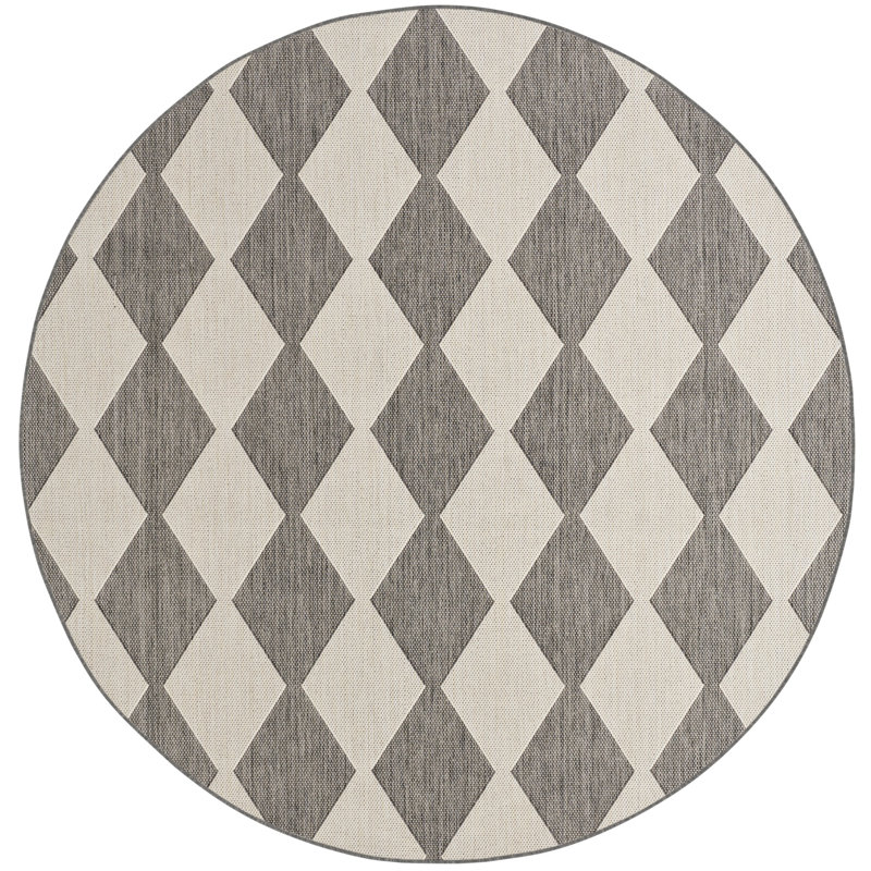 Rectangle Positano Indoor/Outdoor Area Rug, Round 6', Gray