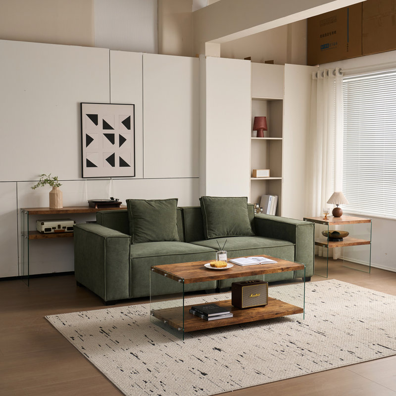 Table basse en verre trempé noyer, idéale pour ranger des collations et du café, convenant au bureau, petite table à thé brune avec bords lisses de 22,24 po de largeur, pouvant être utilisée comme bureau d'apprentissage, maison