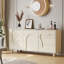 Buffet 63 po moderne crème, porte de salle à manger avec rangement incurvé, parfait pour les cuisines contemporaines, buffet
