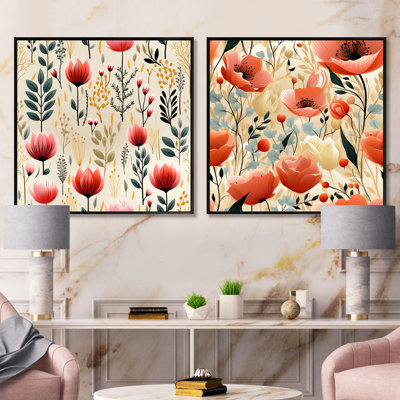 Blythe - Ensemble de 2 collages carrés floraux