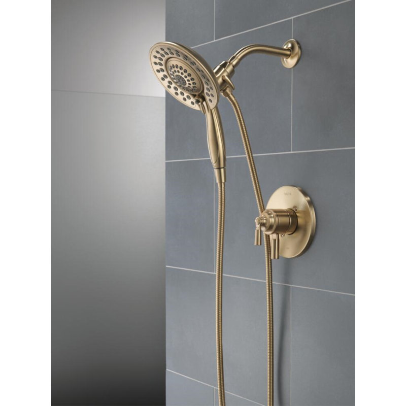 Ensemble de robinet de douche à double fonction en or brossé Saylor 17 Series avec pomme de douche double 2 en 1 In2ition avec douchette à main, ensemble de garniture de valve, bronze champagne (valve non incluse)