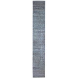 Erased Wool Abstract Area Rug in Gray/Silver/Turquoise