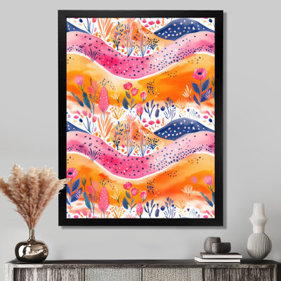 Rose, orange, abstrait, paysage boho II