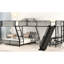 Lit superposé en forme de L noir avec lit mezzanine simple et bureau pratique - en métal et pour le confort de la famille par rapport aux éléments de divertissement intégrés