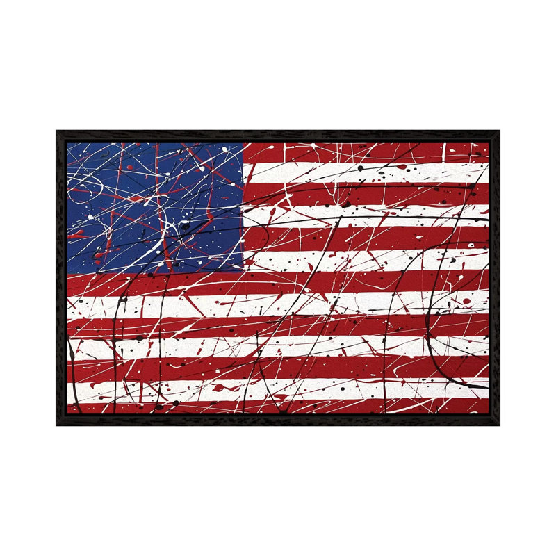 American Flag I by Martin James - Painting on Canvas, Black Framed, 45.72cm H x 66.04cm W x 3.81cm D