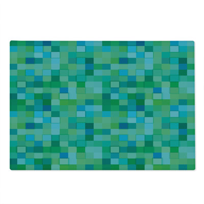 Ambesonne Teal Cutting Board Large Size Cube Pattern Vibrant Color Sea Green Blue