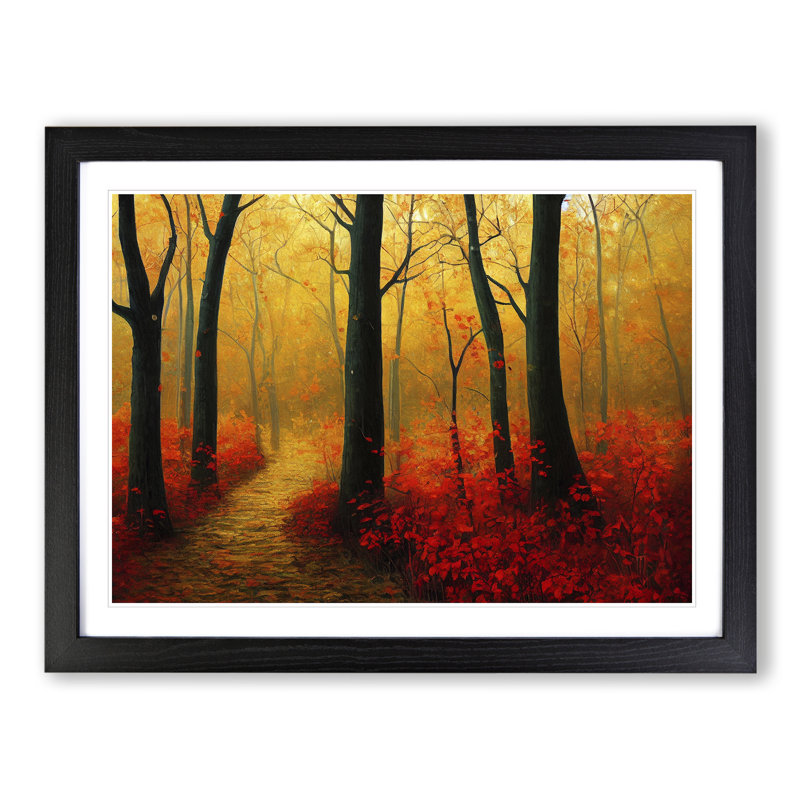 XH1022-6724X Painting Of An Autumn Forest Vol.9 - Single Picture Frame Painting, Black Framed, 46cm H x 64cm W x 2cm D