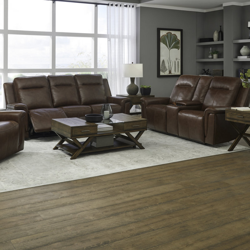 Canapé et causeuse Murraylee Power avec console - cuir cognac