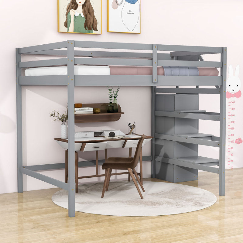 Lit mezzanine double Etasha par Harriet Bee, gris