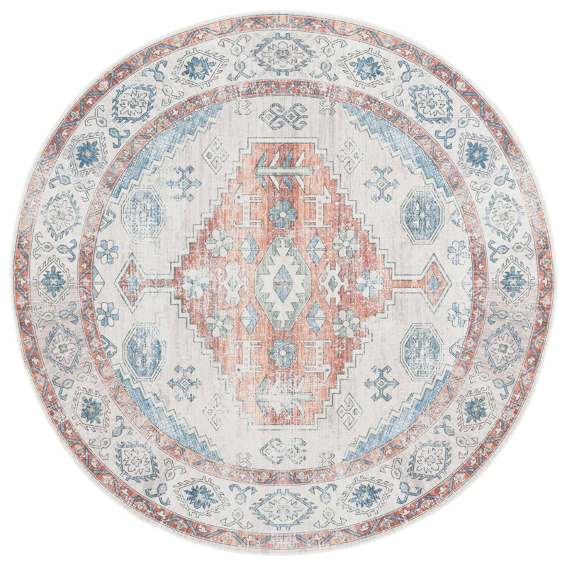 Raynika Performance Machine Washable Southwestern Rug, Round 6'