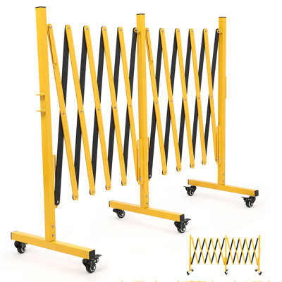 40'' H Metal Expandable Fencing Door Gates with 360° Rolling Wheels